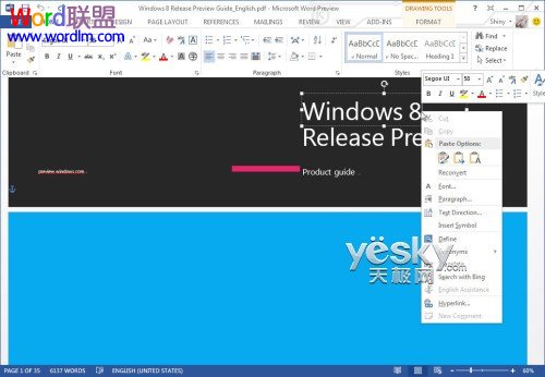 小程序预览PDF Word2013客户预览版 阅读、修改PDF文件更方便