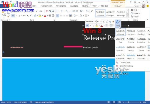 小程序预览PDF Word2013客户预览版 阅读、修改PDF文件更方便