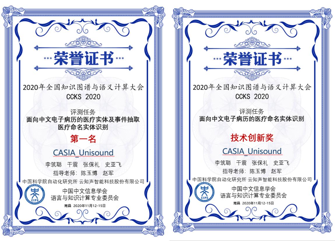 云知声-中科院自动化所联合实验室获CCKS2020医疗命名实体识别评测冠军