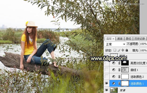 用PS给外景美女人像添加夕阳美景效果