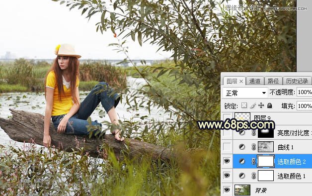 用PS给外景美女人像添加夕阳美景效果