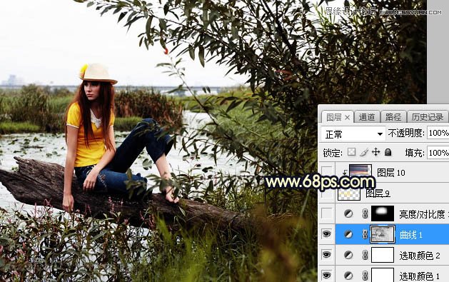 用PS给外景美女人像添加夕阳美景效果