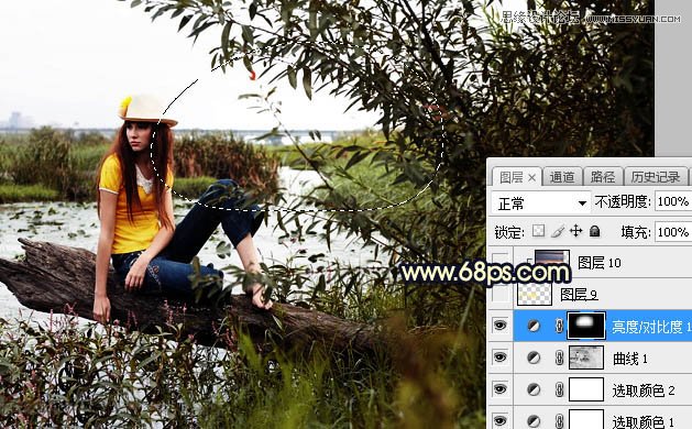 用PS给外景美女人像添加夕阳美景效果