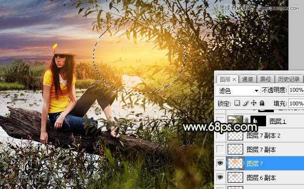 用PS给外景美女人像添加夕阳美景效果