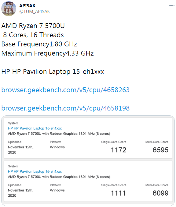 AMD将推锐龙5000系列移动APU 但并非全系基于Zen 3架构