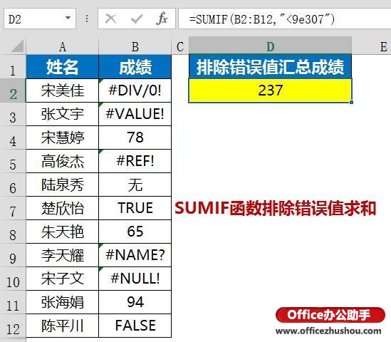 excel sumifs函数多条件求和 使用SUMIF函数实现排除错误值求和的方法 excel sumifs函数多条件求和 使用SUMIF函数实现排除错误值求和的方法