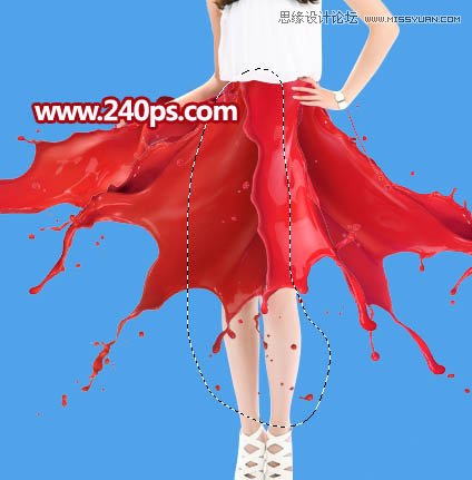 ps制作喷溅装饰的人像裙子效果图