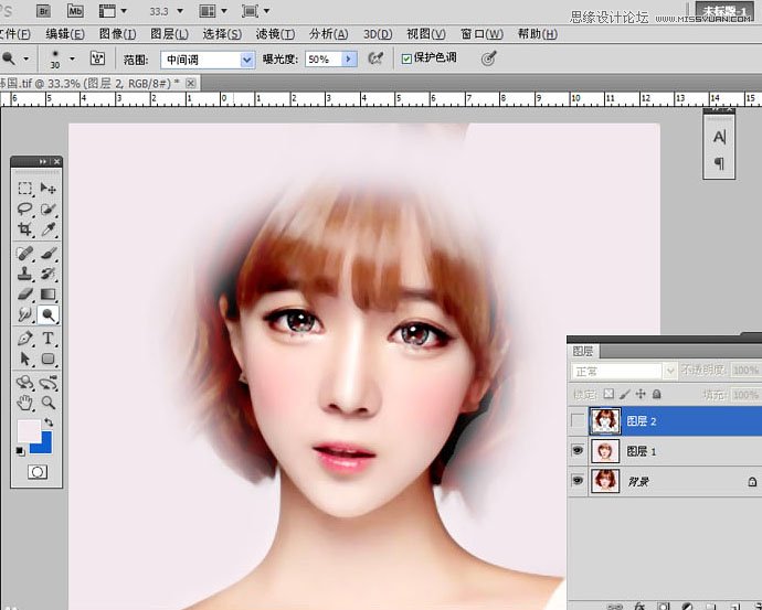 用PS快速把美女照片转成唯美手绘效果