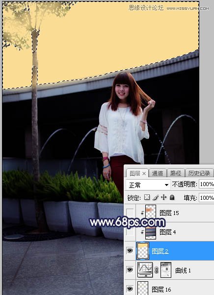 ps给人像照片添加唯美的夕阳景色