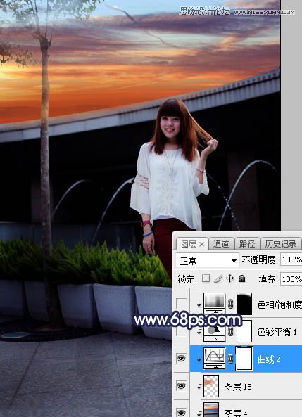ps给人像照片添加唯美的夕阳景色