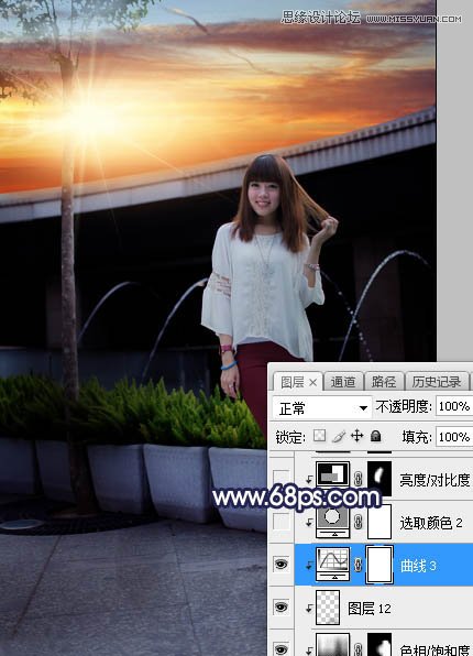ps给人像照片添加唯美的夕阳景色