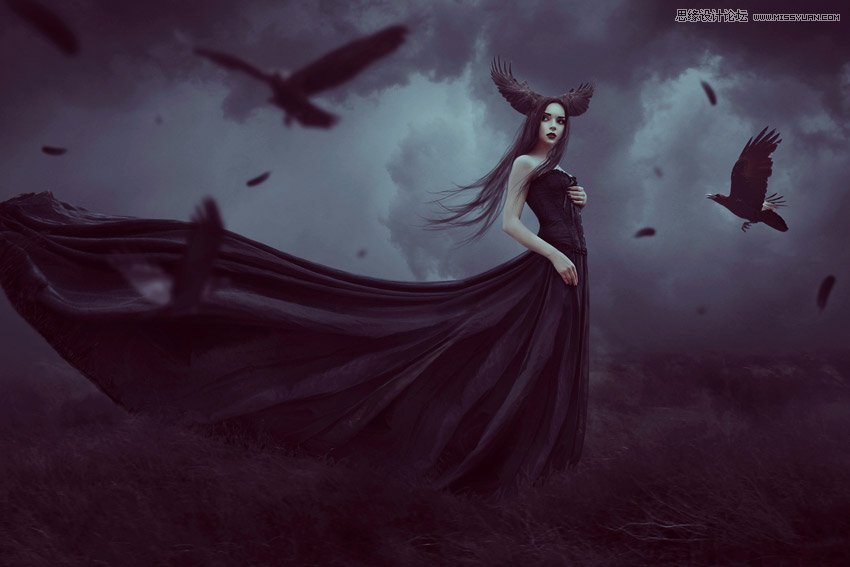 PS合成哥特风格的女巫场景图