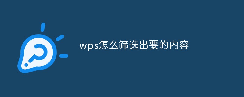 wps怎么筛选出要的内容