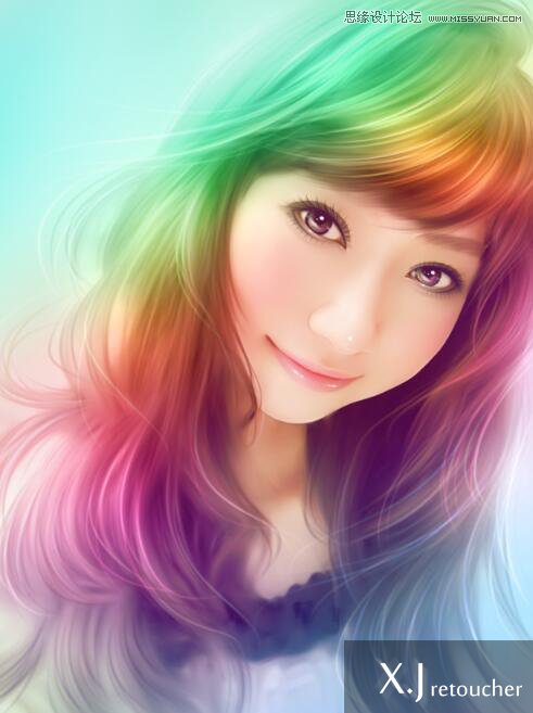 ps制作绚丽的人像转手绘效果图