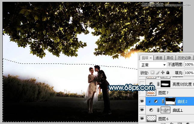 ps合成外景人像唯美的夕阳景色效果