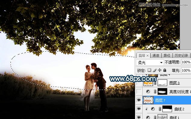 ps合成外景人像唯美的夕阳景色效果