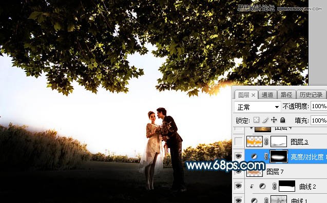 ps合成外景人像唯美的夕阳景色效果