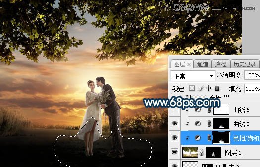 ps合成外景人像唯美的夕阳景色效果