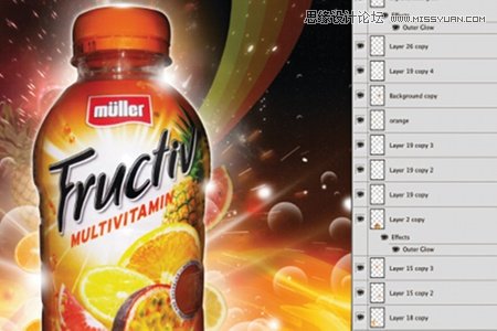 ps制作绚丽大气的水果饮料海报