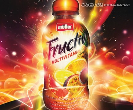 ps制作绚丽大气的水果饮料海报