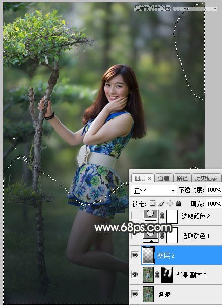 PS调出树下美女照片梦幻逆光效果