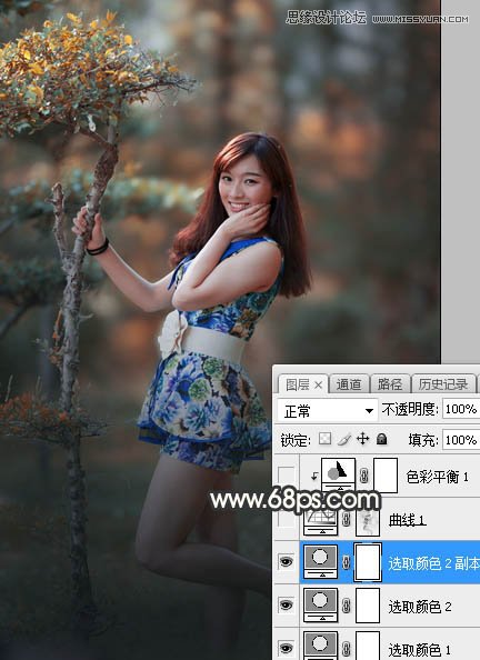 PS调出树下美女照片梦幻逆光效果