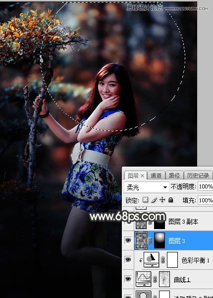 PS调出树下美女照片梦幻逆光效果