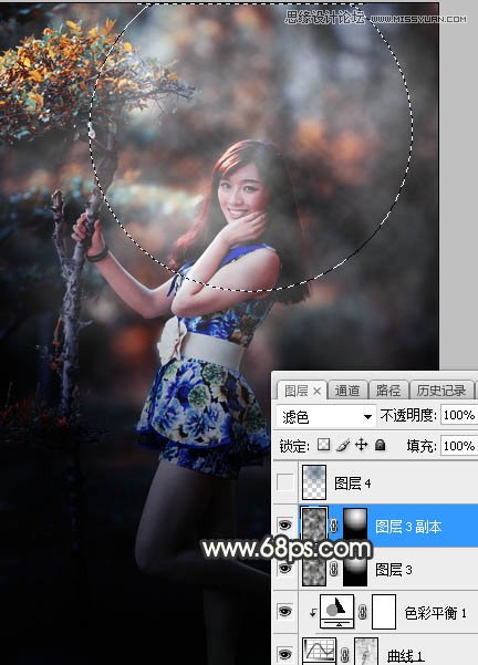 PS调出树下美女照片梦幻逆光效果