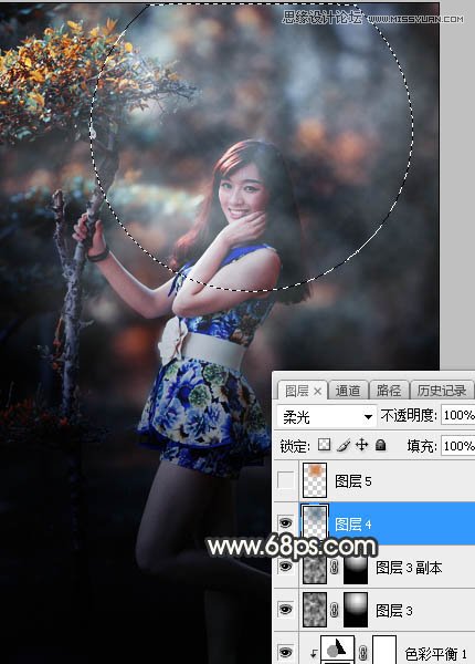 PS调出树下美女照片梦幻逆光效果