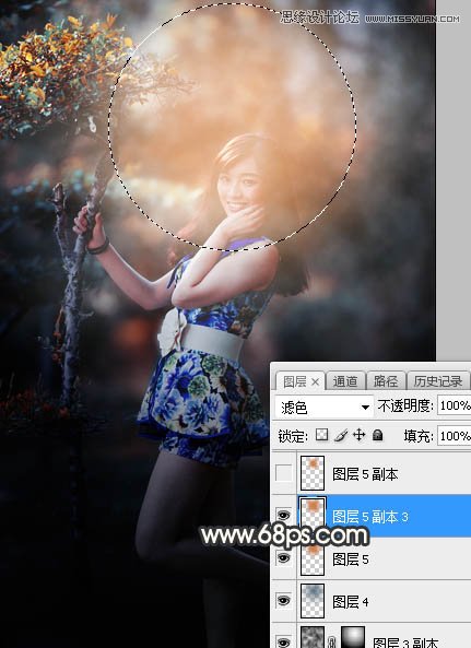PS调出树下美女照片梦幻逆光效果
