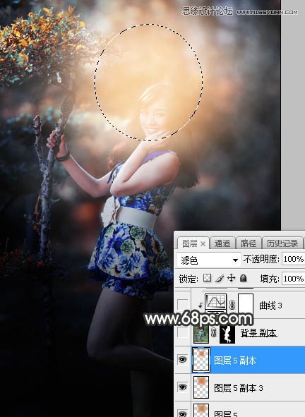 PS调出树下美女照片梦幻逆光效果