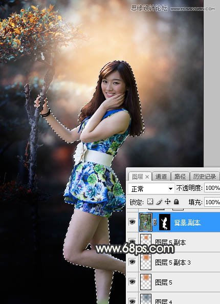 PS调出树下美女照片梦幻逆光效果