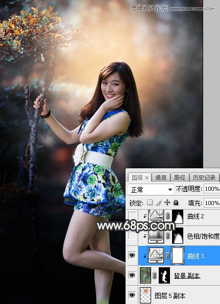 PS调出树下美女照片梦幻逆光效果