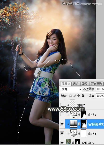 PS调出树下美女照片梦幻逆光效果