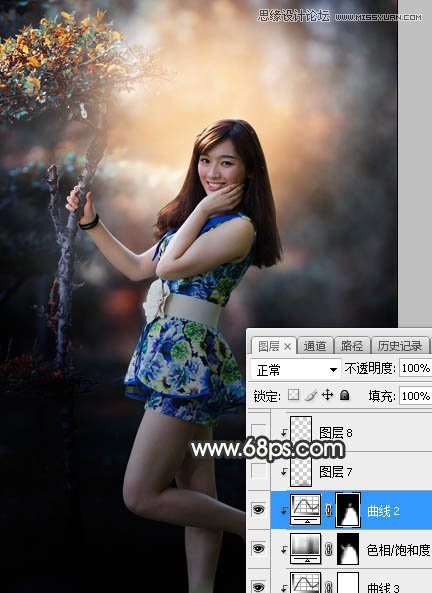 PS调出树下美女照片梦幻逆光效果