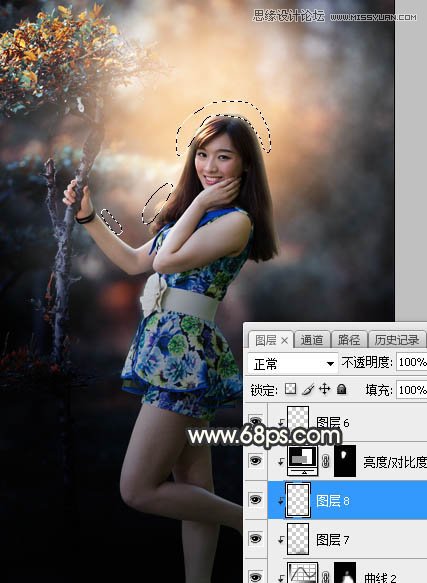 PS调出树下美女照片梦幻逆光效果