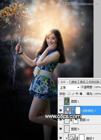 PS调出树下美女照片梦幻逆光效果