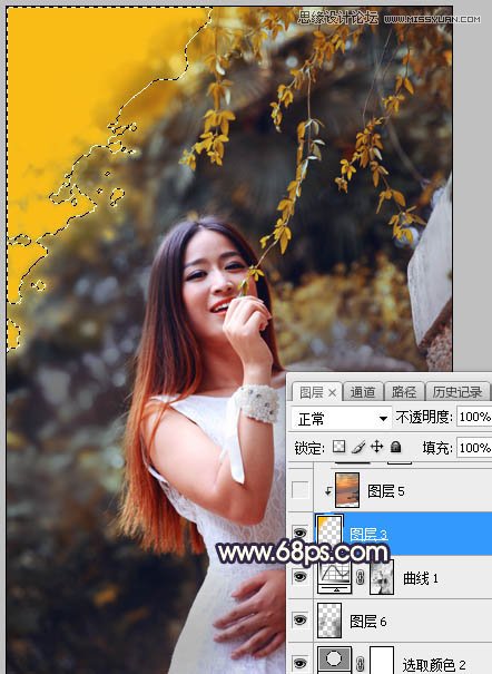 PS给外景人像照片添加阳光装饰效果
