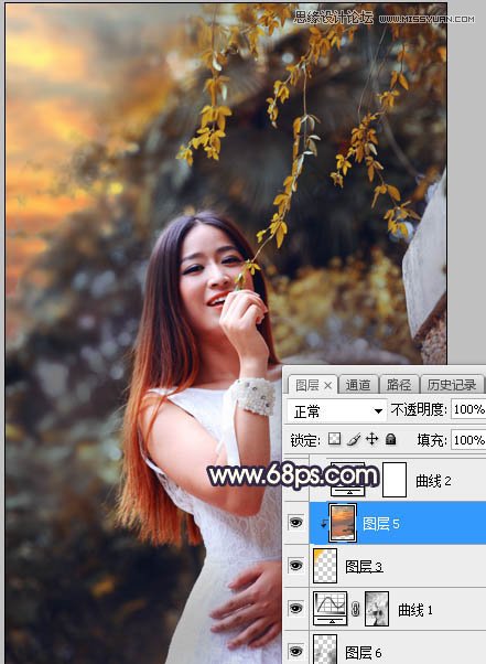 PS给外景人像照片添加阳光装饰效果