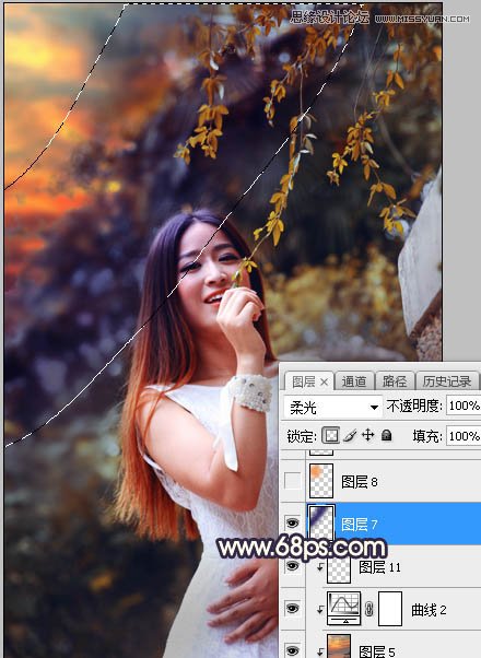 PS给外景人像照片添加阳光装饰效果