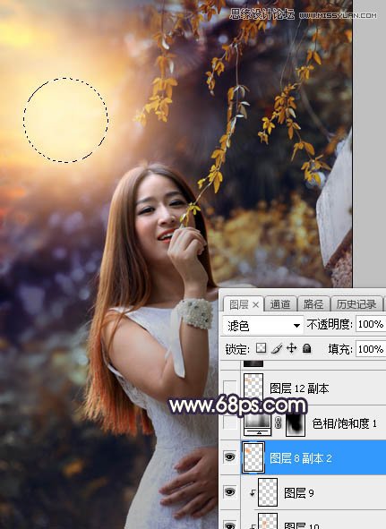 PS给外景人像照片添加阳光装饰效果