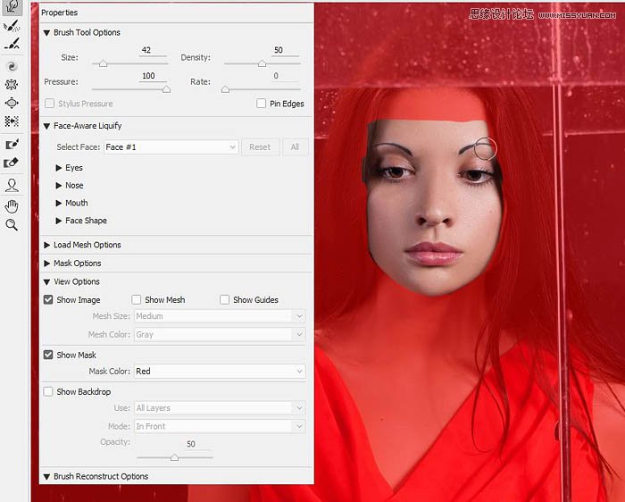 用ps给欧美打伞的人像照片添加夜景效果