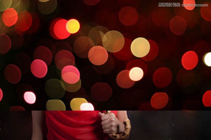 用ps给欧美打伞的人像照片添加夜景效果