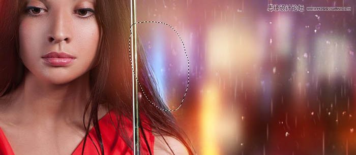 用ps给欧美打伞的人像照片添加夜景效果