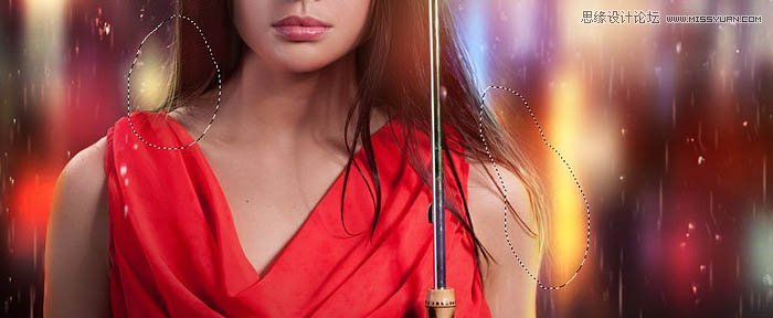 用ps给欧美打伞的人像照片添加夜景效果