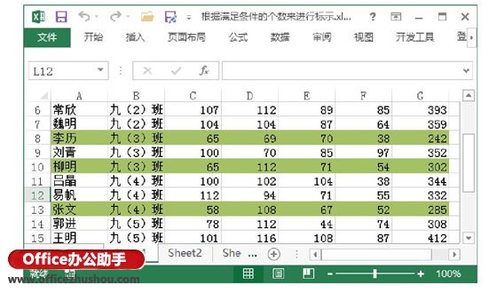 excel表格满足条件的数据 在Excel表格中根据满足条件的个数来进行标示的方法