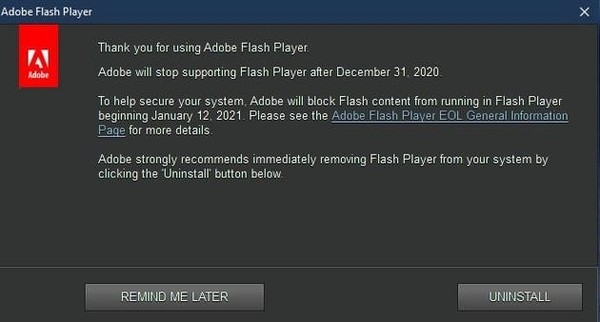 Windows10将永久删除FlashPlayer:Adobe确认明年1月12日终结