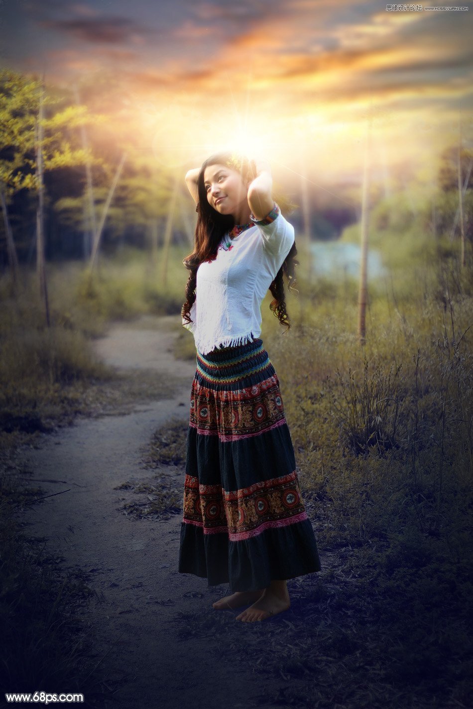 ps给森林照片添加唯美逆光效果