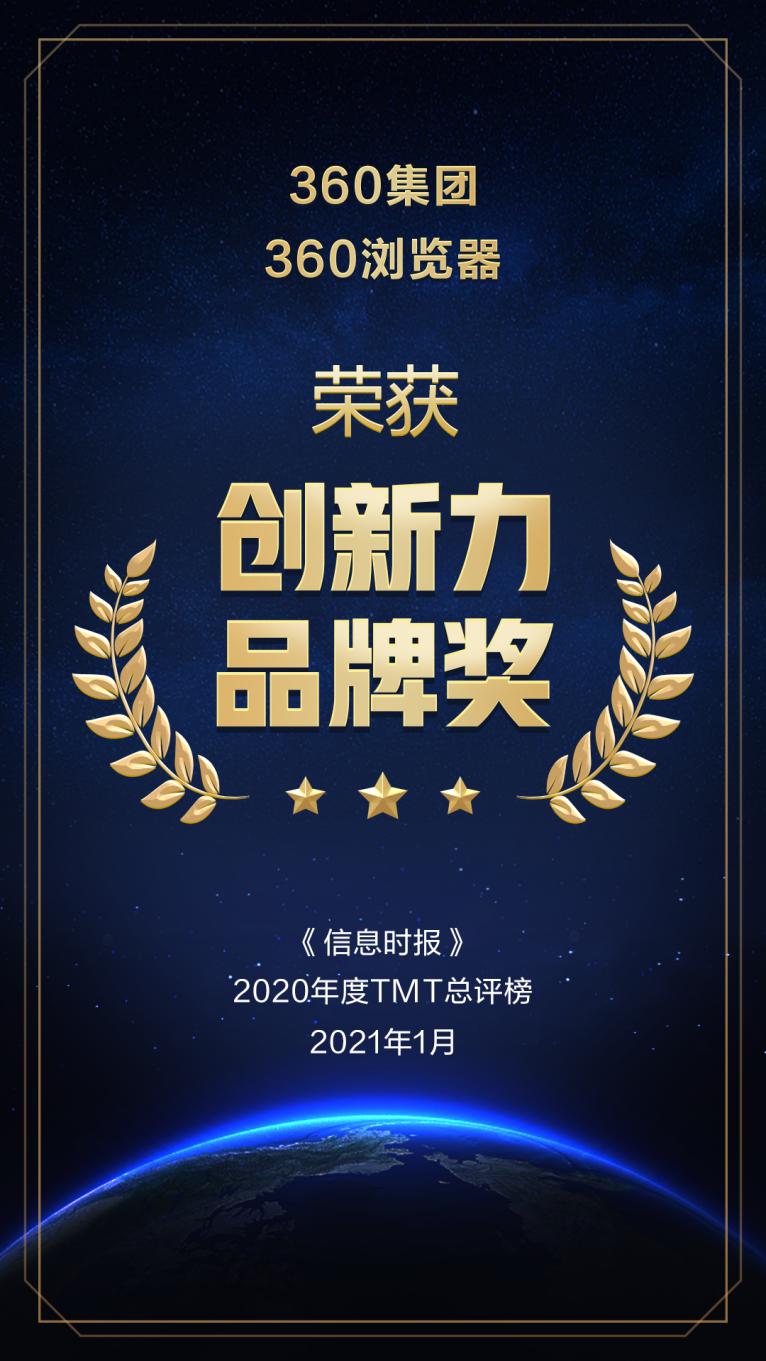 创新实力广受业内认可 360浏览器荣膺2020年度创新力品牌奖