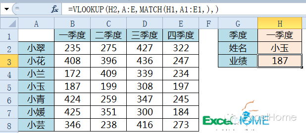 excelVLOOKUP函数带聚焦效果的数据查询